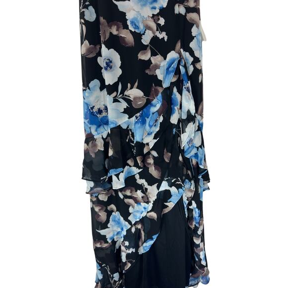 NWT Lulus Artwin Black Floral Print Ruffled High-Low Maxi Dress Size Medium - Picture 6 of 13